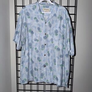 Tommy Bahama Light Blue and Green Pineapple Shirt
